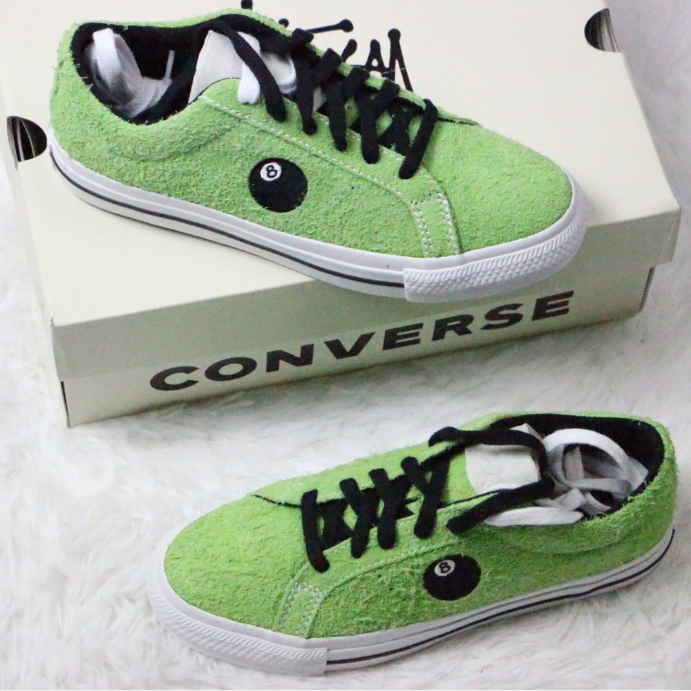 Converse One Star Pro Ox Stussy 8 Ball Green Flash Low Sneakers Mens 5.5 Womens
